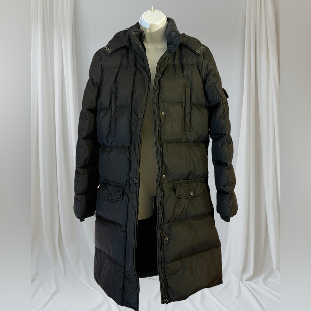 Girls black sz large full length down puffer coat.